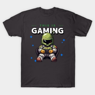 SW Mercenary Kid In Chair -This Is Gaming T-Shirt